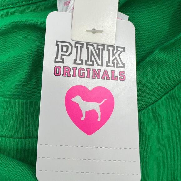 Victoria's Secret PINK Womens Cotton Short Sleeve Campus T-Shirt Green Small NWT - Picture 7 of 7